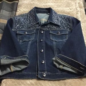 Chico’s Rhinestone-embellished crop denim jacket